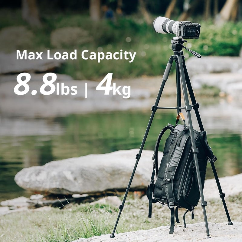 SMALLRIG CT-07 Aluminum Camera Tripod Stand, 63.4" Travel Tripod for iPhone and Cameras, Phone Tripods with Quick-Switch Vertical/Horizontal Mount, Adjustable Angles & Max. 4kg Load - Image 5